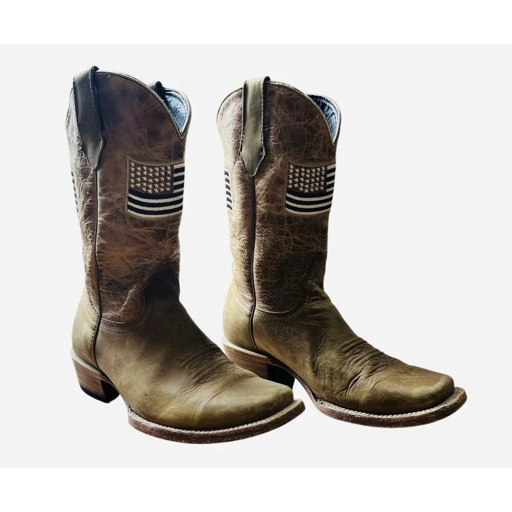 Men’s JB Dillon Cowboy Boots Size 9B American Flag PREOWNED‎ **NICE**